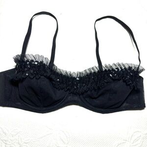 Vintage Victoria’s Secret Black Tulle and Sequins Bra!